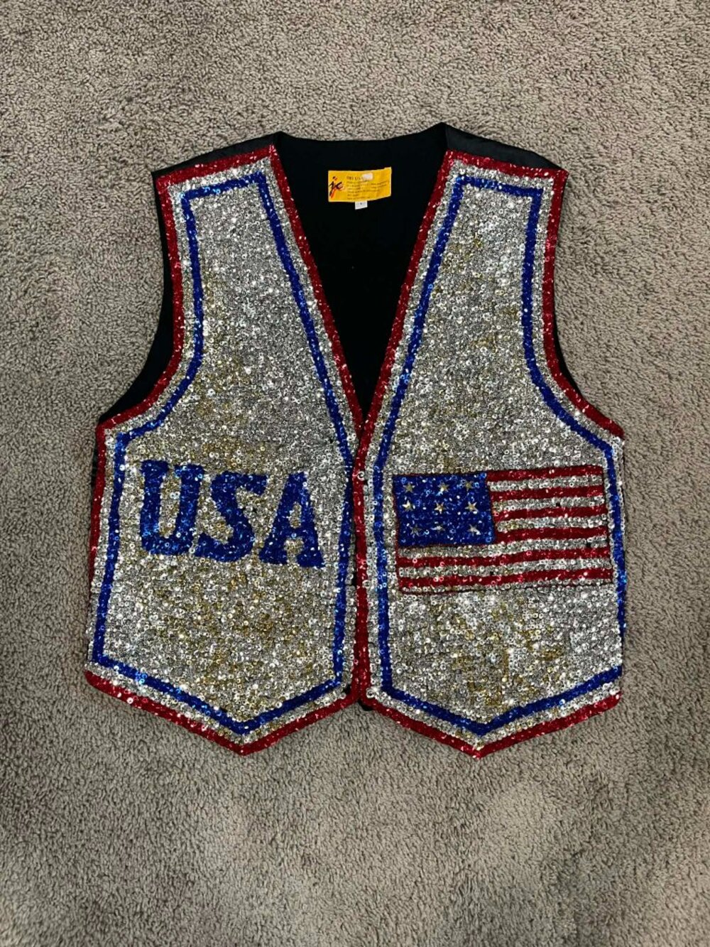 Vintage JC USA Sequin Flag Vest Women's Size Lg